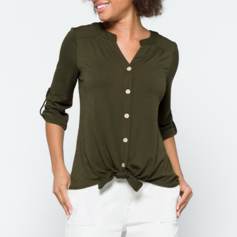 Elegant Olive Button-Down Shirt